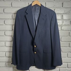 Vintage Polo Mens Blazer 44R University Club Ralph Lauren Navy Blue Gold Button